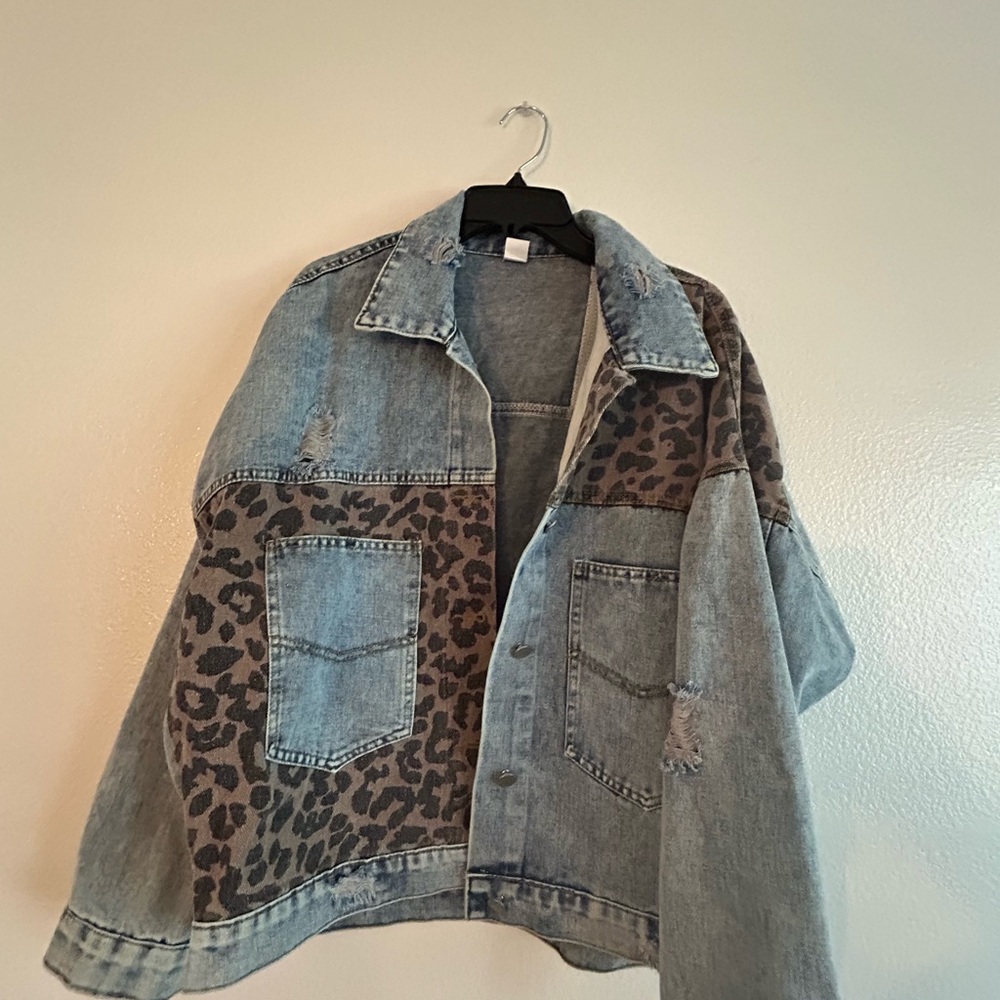 Leopard Print Denim Jacket